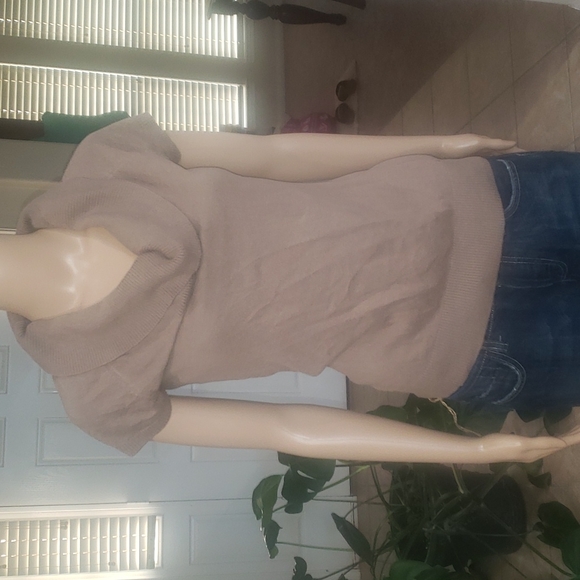 Banana Republic Sweaters - Banana Republic m light brown short sleeve sweater cowlneck ribbed hems